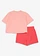 Shirt en korte broek van biologisch katoen (2-dlg. set), Kleur: paradijspink+soft roze met print