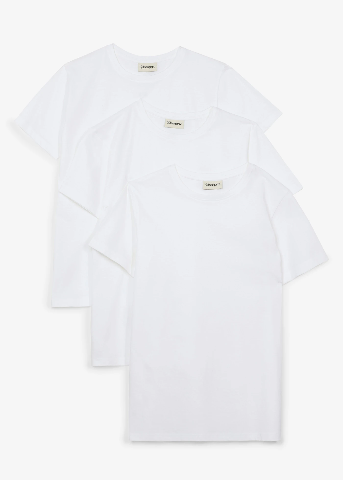 Tricou din bumbac 100% (set/3 buc.) • alb+alb+alb • magazin bonprix
