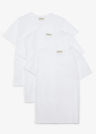 T-shirt z czystej bawełny (3 szt.), kolor: biały
