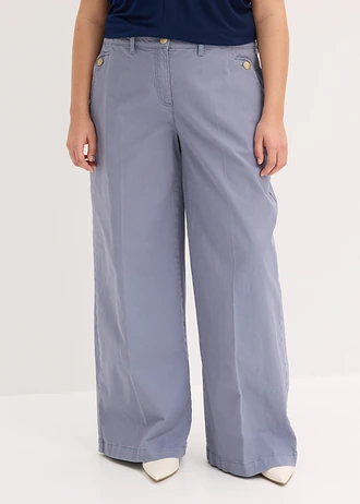 Pantalon large et extensible, Couleur: bleu fumé