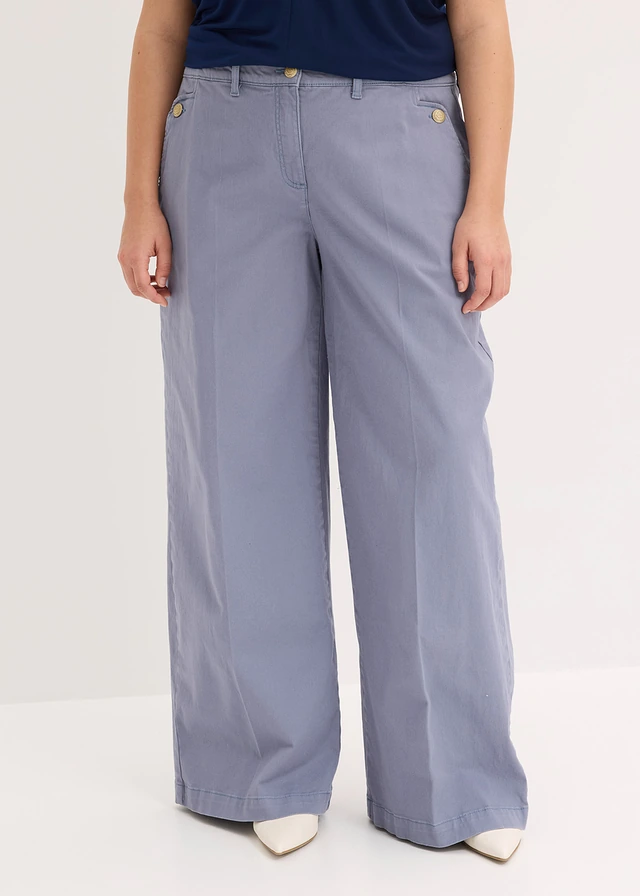 Pantalon large et extensible, Couleur: bleu fumé