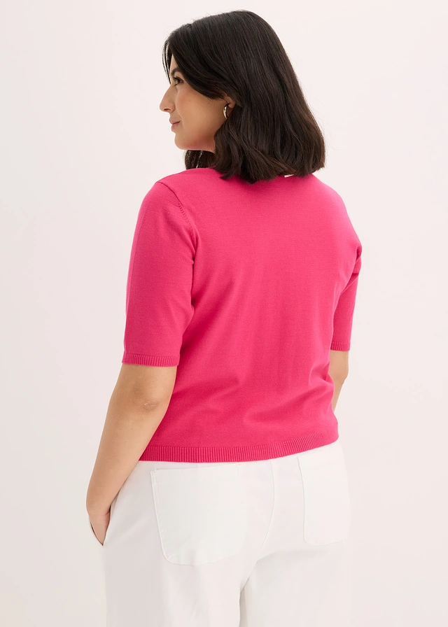 Fijn gebreid vest van een fijne viscosemix, Kleur: pinklady