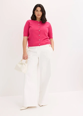 Jachetă din tricotaj fin din amestec fin de viscoză, culoare: roz pinklady