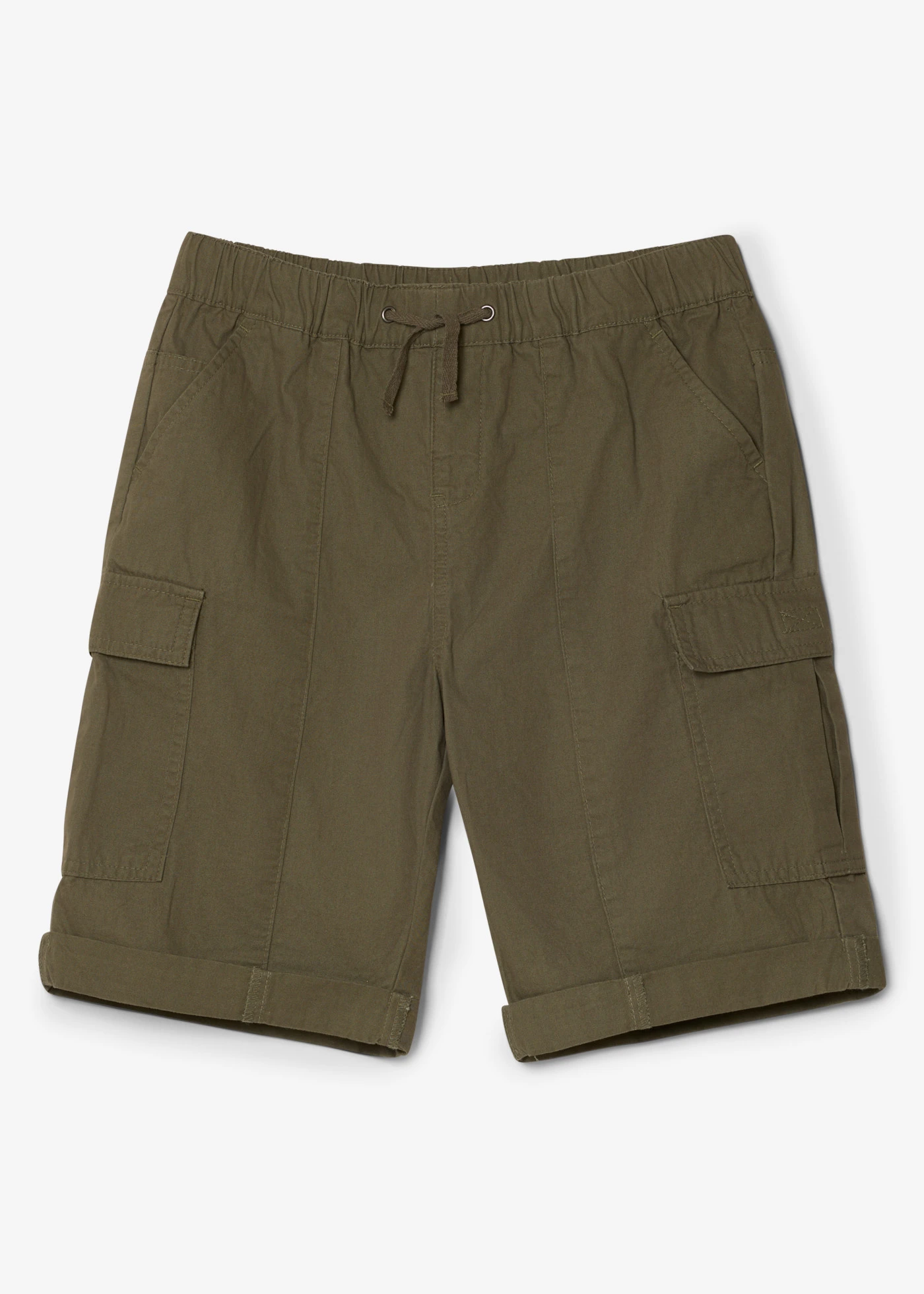 Bermuda cargo regular 100% coton, taille élastiquée • olive foncé • Boutique bonprix