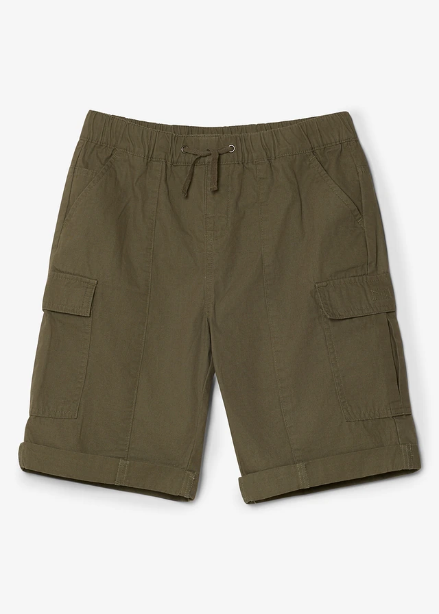 Bermuda cargo regular 100% coton, taille élastiquée