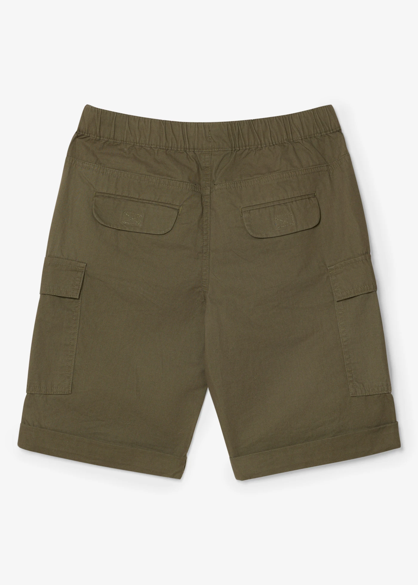 Bermuda cargo regular 100% coton, taille élastiquée • olive foncé • Boutique bonprix