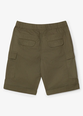 Bermuda cargo regular 100% coton, taille élastiquée • olive foncé • Boutique bonprix