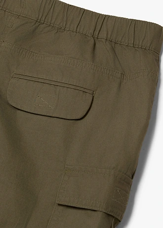 Bermuda cargo regular 100% coton, taille élastiquée • olive foncé • Boutique bonprix