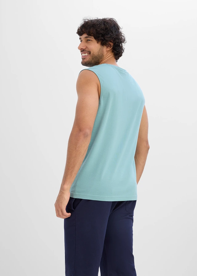 Lot de 2 débardeurs marcel 100% coton, Couleur: bleu vert + noir