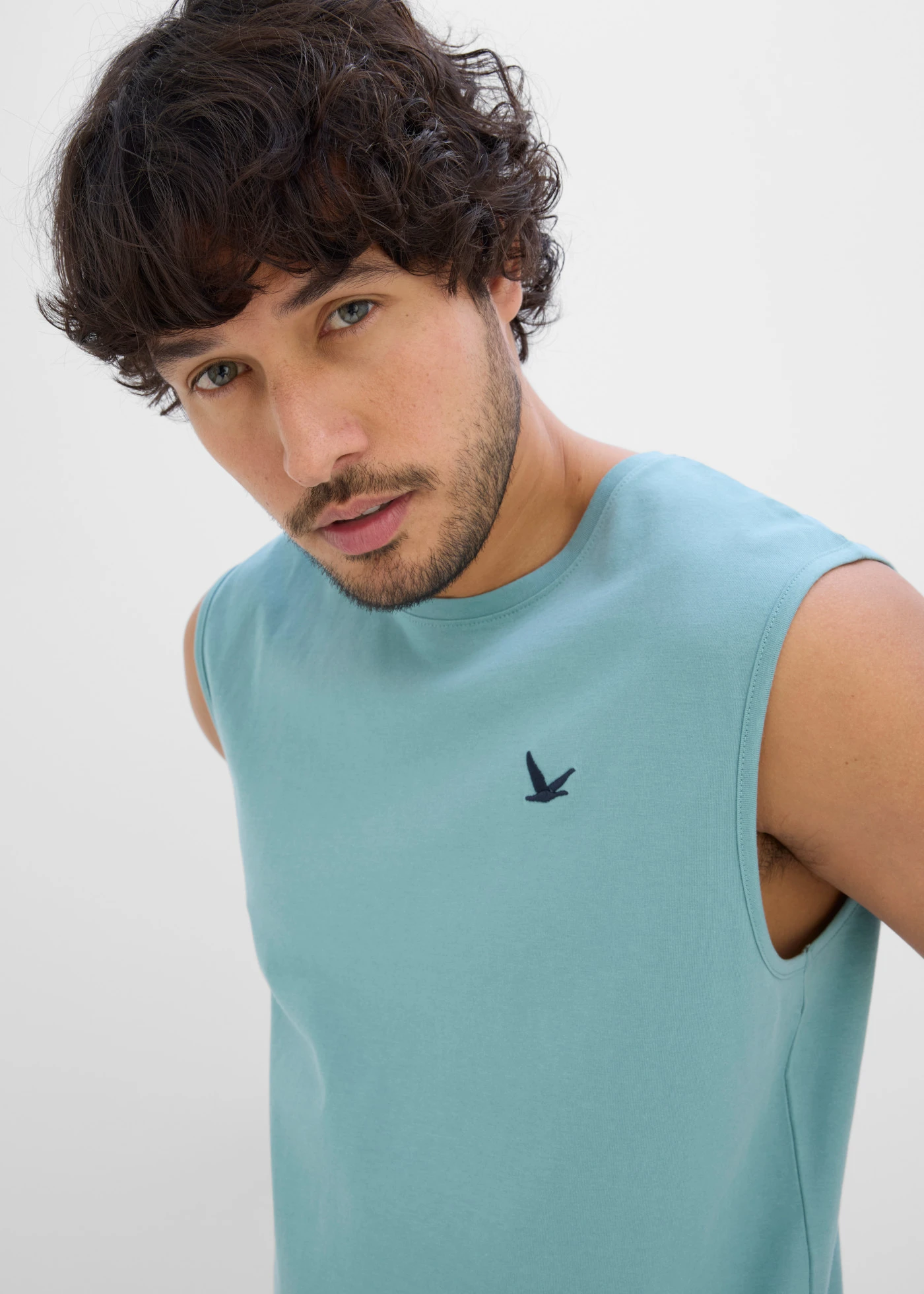 Tanktop van biologisch katoen (set van 2) • blauwgroen+zwart • bonprix online shop