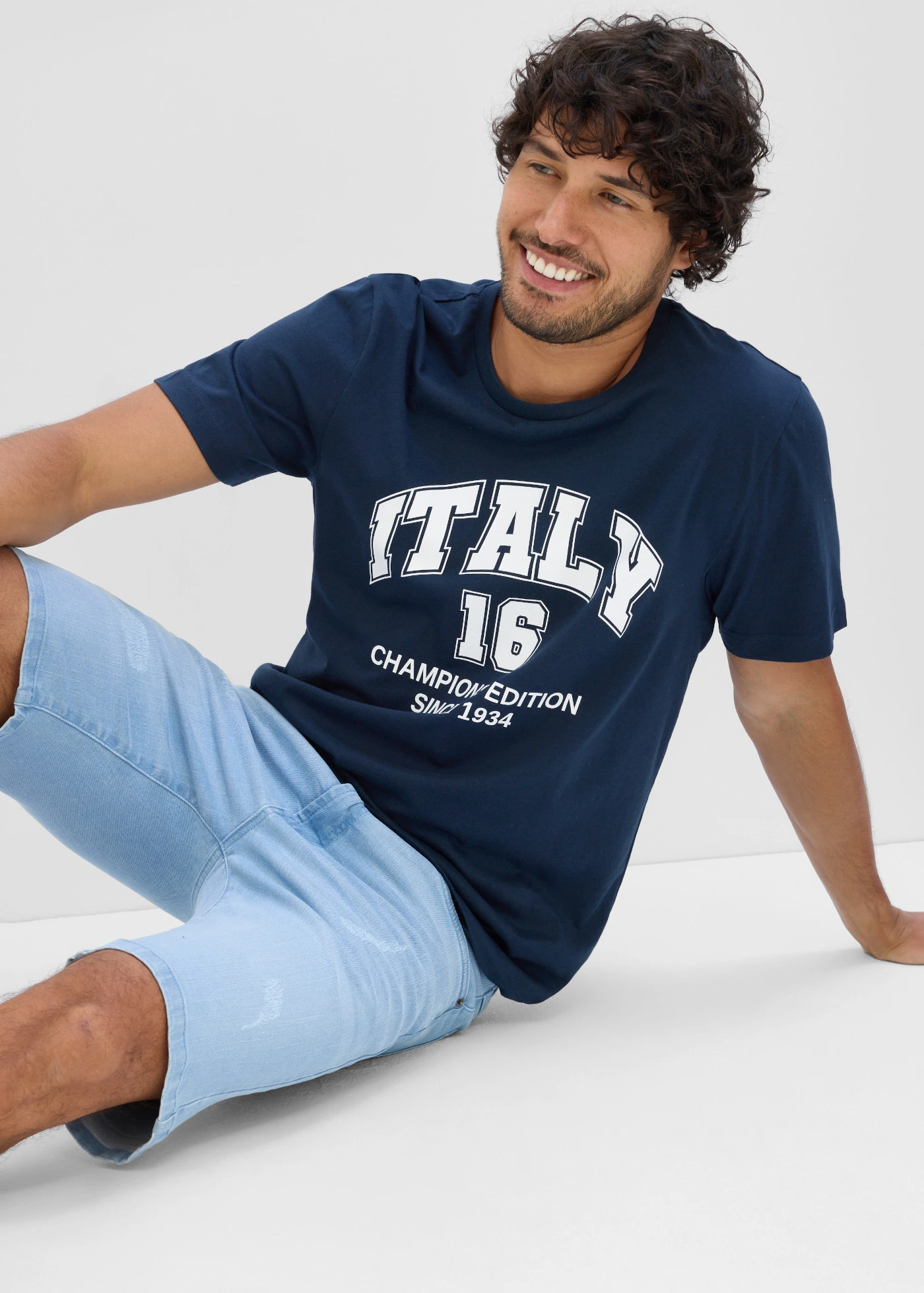 Italy póló tiszta pamutból • tintakék-mintás • bonprix áruház