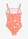 Kostium kąpielowy, kolor: mandarynkowo-biały z nadrukiem