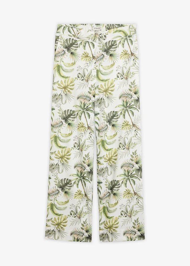 Pantalon imprimé, Couleur: blanc/vert imprimé