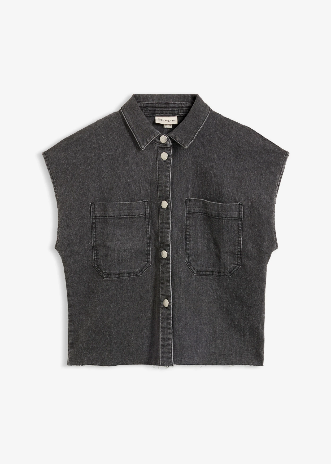 Cămașă boxy scurtă de blugi • negru denim uzat • magazin bonprix