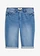 Bermuda en jean, taille mi-haute élastiquée, Couleur: bleu clair denim used