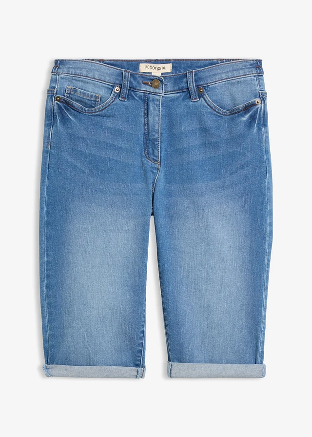 Strečové bermudy s pohodlným pásom • svetlomodrá denim used • obchod bonprix