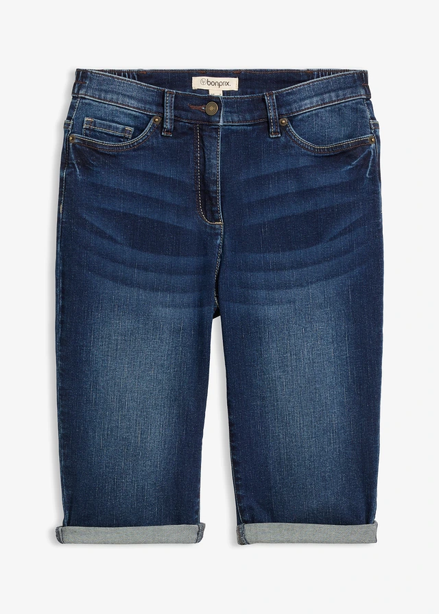 Jeans bermuda mid waist, comfortabele tailleband • nachtblauw denim • bonprix online shop