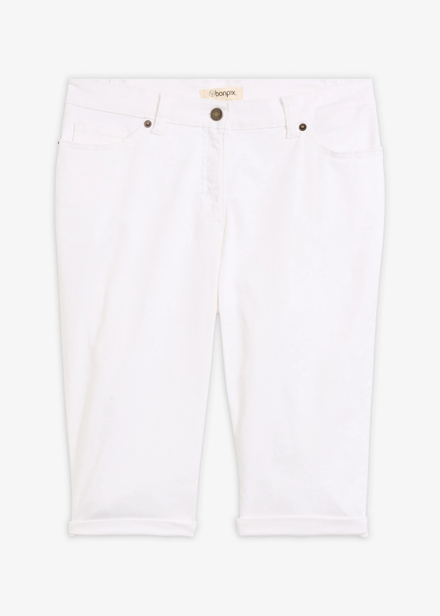 Stretch jeans bermuda met omslag • wit • bonprix online shop