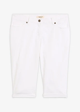 Bermude de blugi cu tiv întors, Mid Waist • alb • magazin bonprix