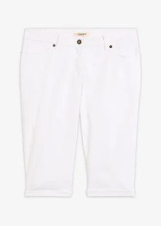 Stretch jeans bermuda met omslag • wit • bonprix online shop