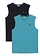 Triko bez rukávů, z čisté organické bavlny (2 ks v balení), barva: modrozelená-černá