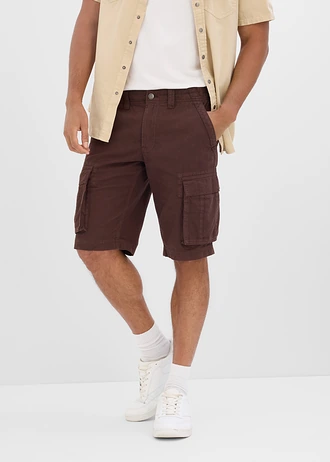 Džínsové bermudy, strečové, komfortný pás, colored denim, Relaxed Fit • tmavohnedá • obchod bonprix