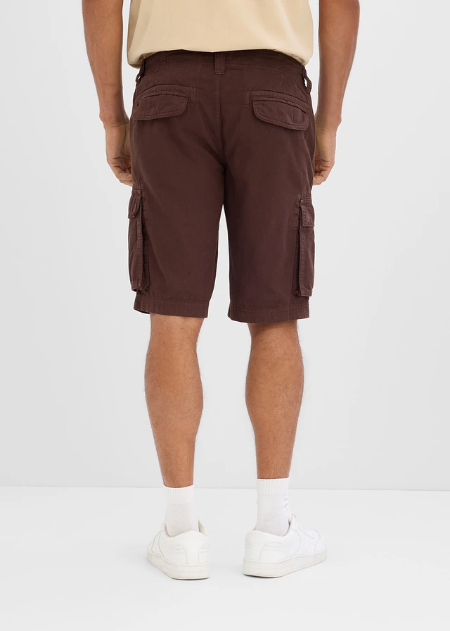 Bermuda loose en jean léger et coloré à taille élastiquée, Couleur: marron foncé