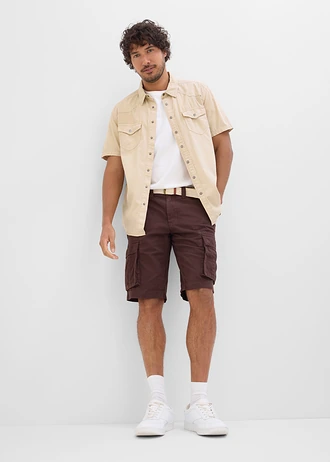Lichte jeans bermuda van coloured denim met elastische tailleband, relaxed fit • donkerbruin • bonprix online shop