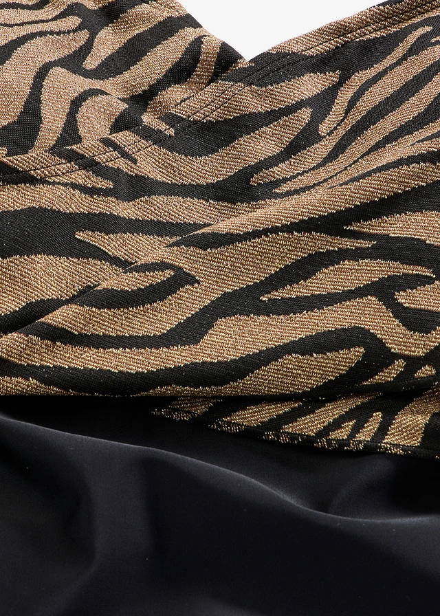 Tvarujúce plavky, stredný tvarujúci efekt, v zavinovacom vzhľade, s lesklým materiálom • čierna zebra • obchod bonprix