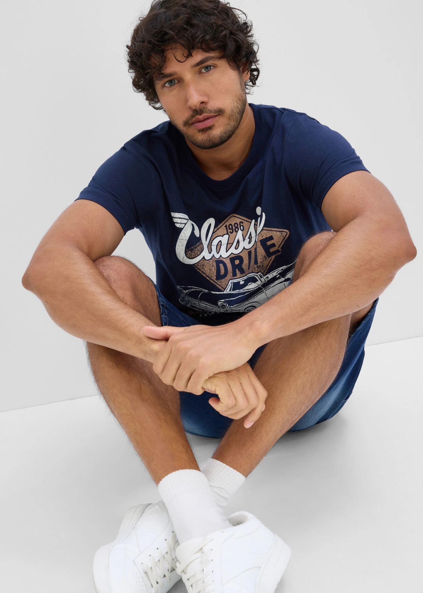 Tricou din bumbac organic 100% • bleumarin cu imprimeu • magazin bonprix