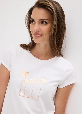 T-shirt en coton extensible • blanc imprimé • Boutique bonprix