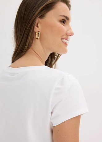 T-shirt en coton extensible • blanc imprimé • Boutique bonprix