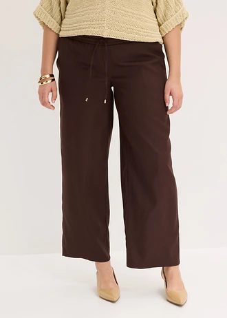Pantalon large à pinces, Couleur: marron foncé