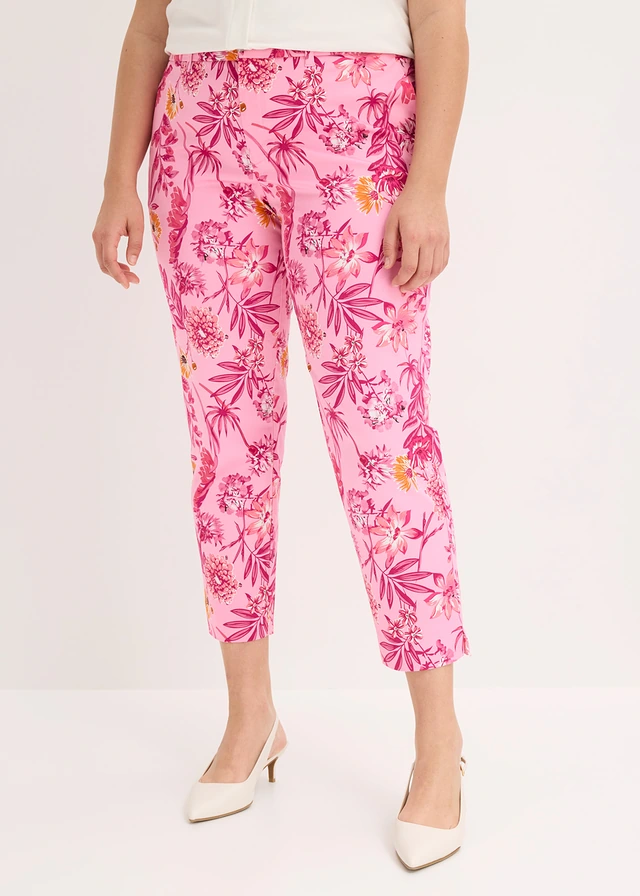 Pantalon 7/8 extensible, Couleur: rose floral
