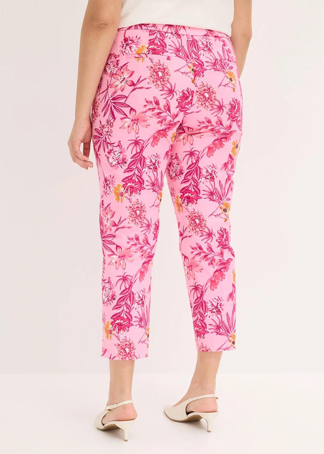 Pantalon 7/8 extensible, Couleur: rose floral