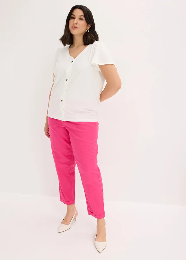 Pantalon en lin mélangé, Couleur: fuchsia
