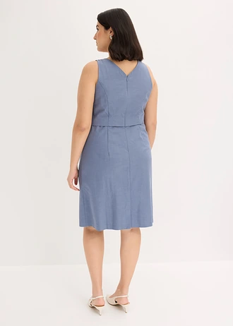 Robe fourreau sans manches effet blazer, Couleur: bleu fumé
