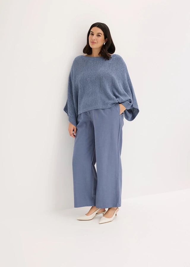 Kimono-trui van lintgaren, Kleur: rookblauw
