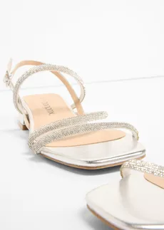 Riemensandalen met glittersteentjes • zilver metallic • bonprix online shop