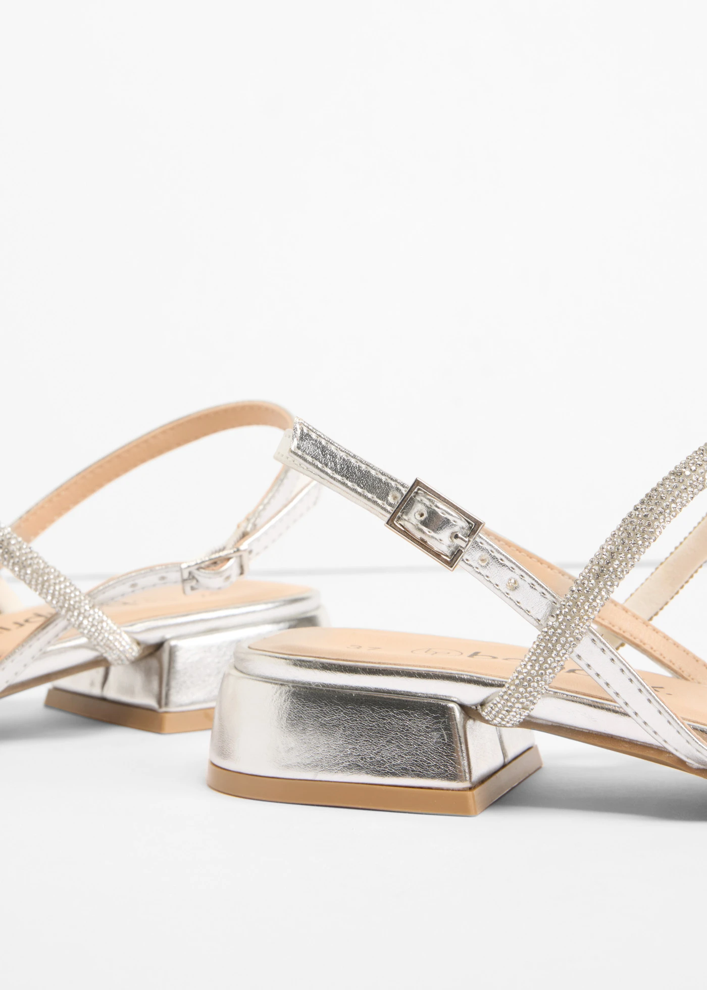 Riemensandalen met glittersteentjes • zilver metallic • bonprix online shop
