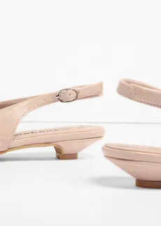 Slingback ballerina's in laklook, Kleur: beige