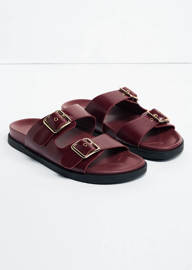 Mules avec boucles, Couleur: rouge rubis