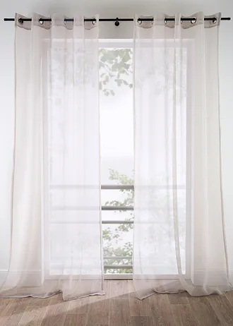 Firana z delikatną siateczkową strukturą (1 szt.) • kremowy • sklep bonprix