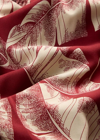 Robe caftan midi en viscose fluide, Couleur: rouge désert-sable clair imprimé