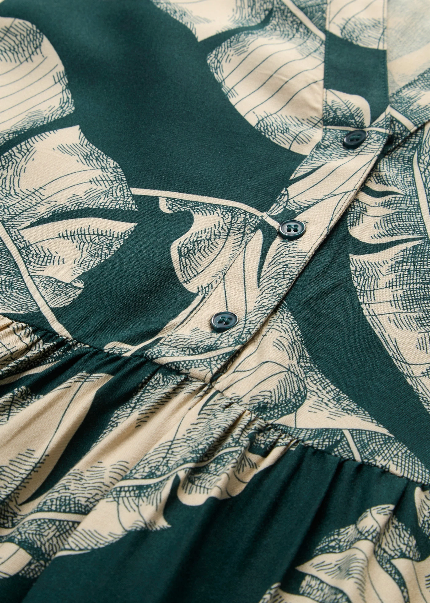 Kaftan jurk van soepele viscose • diepgroen-lichtsand gedessineerd • bonprix online shop