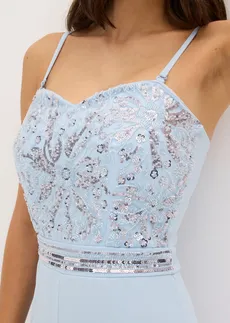 Combinaison en crêpe texturé avec perles brodées • bleu poudré • Boutique bonprix