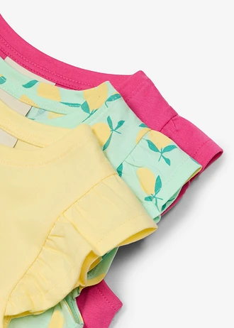 Top din bumbac organic 100% (set/3 buc.) • verde-mentă deschis +galben deschis+roz-pinklady • magazin bonprix