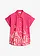 Chemisier manches courtes oversize en popeline de coton, Couleur: fuchsia/beige galet graphique