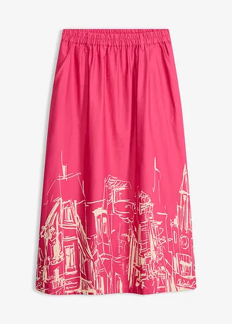 Spódnica midi z czystej bawełny organicznej • różowy „pink lady” - szarobeżowy • sklep bonprix