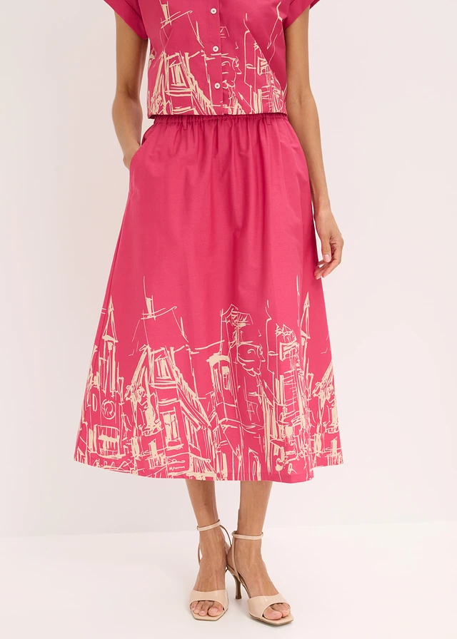 Midirok van puur biologisch katoen • pinklady/kiezelgrijs grafische print • product-page.page-title-suffix